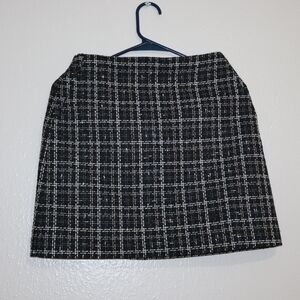 LOFT Black and White Checkered A-Line Skirt